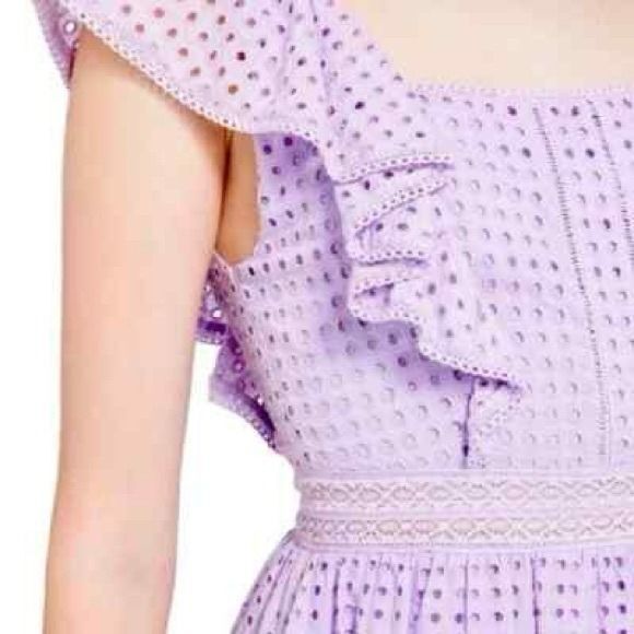 ALICE + OLIVIA Remada Eyelet Cotton Ruffle Dress Cotton Lavender size 10 - Picture 10 of 12